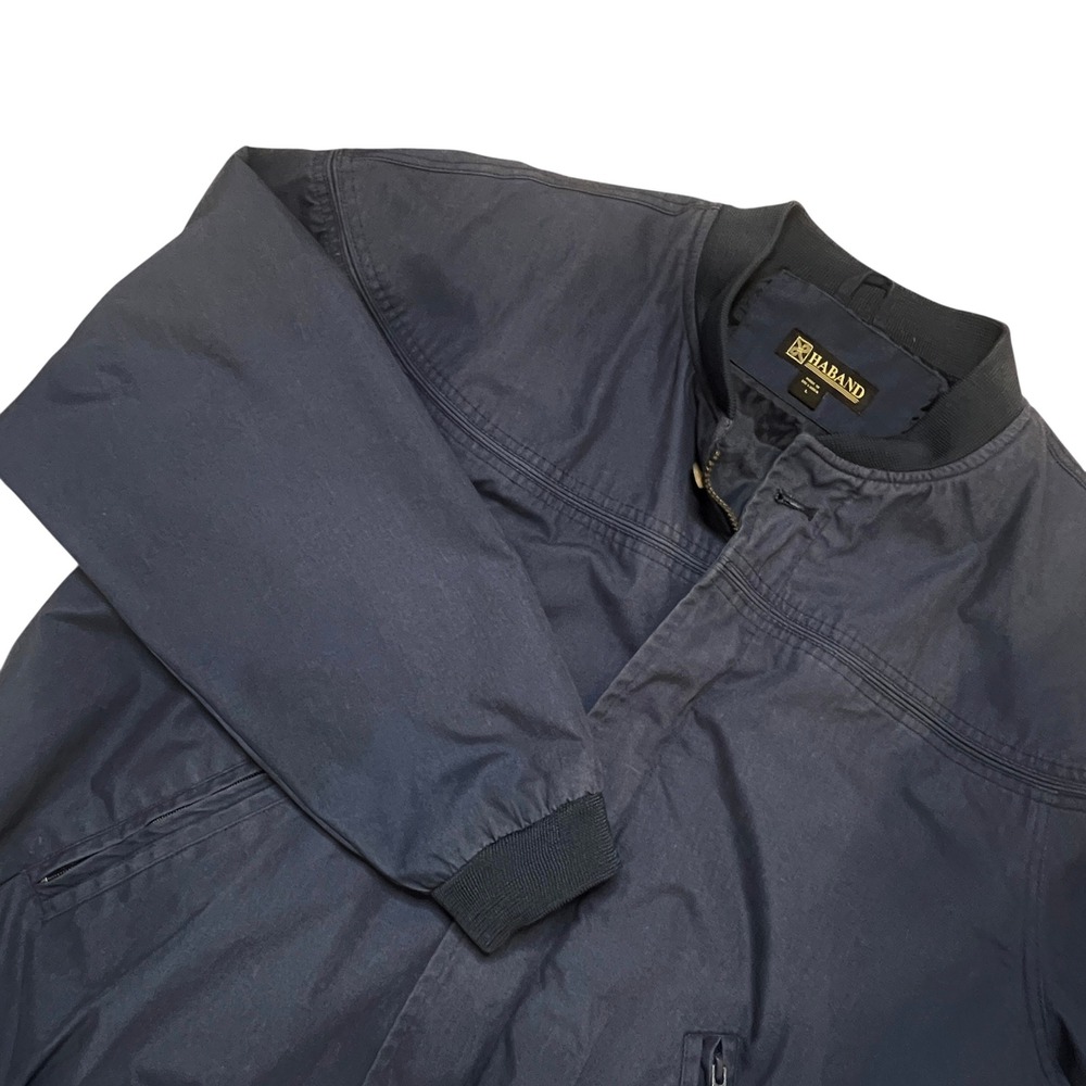 Haband Bomber Jacket Mens Large Blue Zip Lightweight Outerwear Dadcore